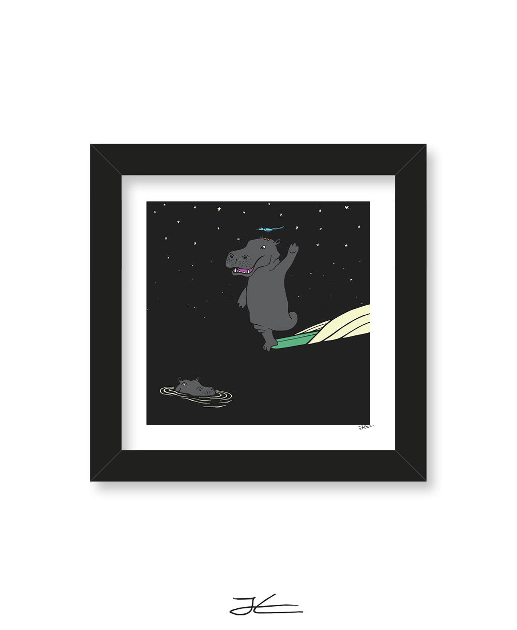 Surfing Hippo - Print/ Framed Print