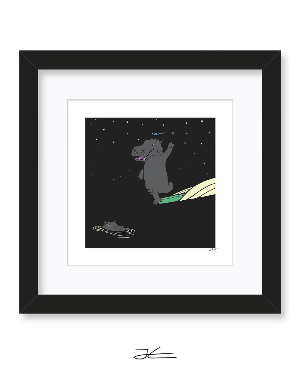 Surfing Hippo - Print/ Framed Print