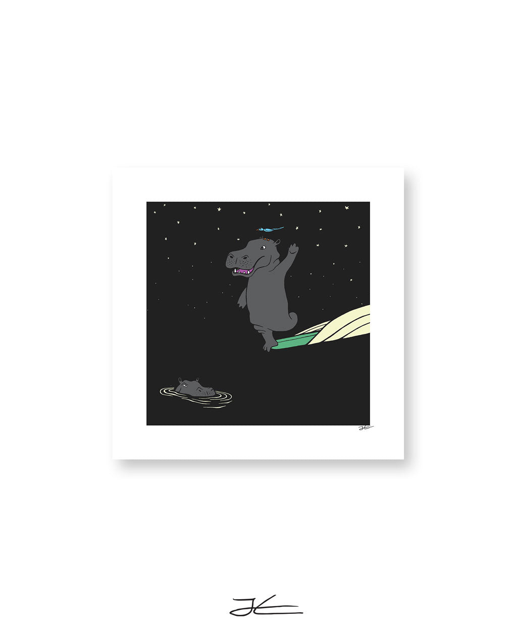 Surfing Hippo - Print/ Framed Print