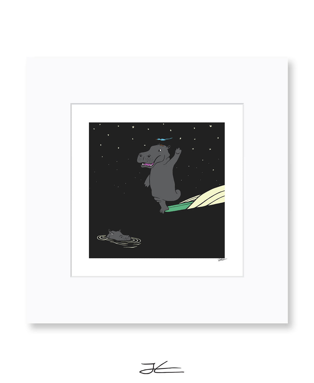 Surfing Hippo - Print/ Framed Print