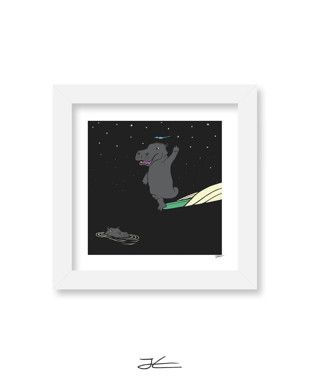 Surfing Hippo - Print/ Framed Print