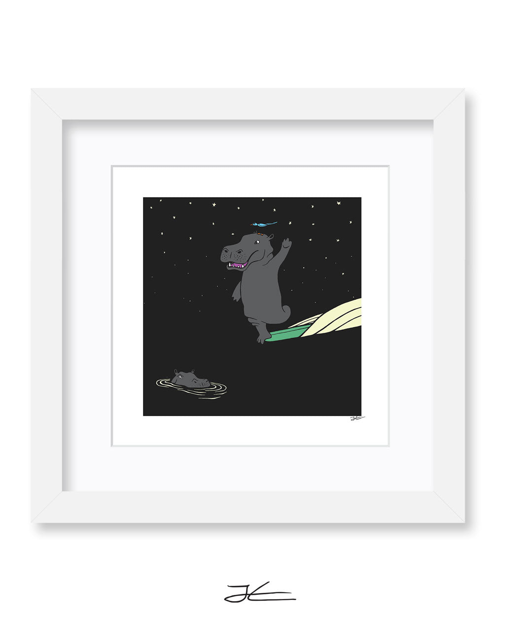 Surfing Hippo - Print/ Framed Print