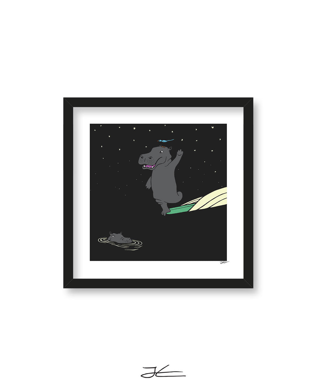 Surfing Hippo - Print/ Framed Print