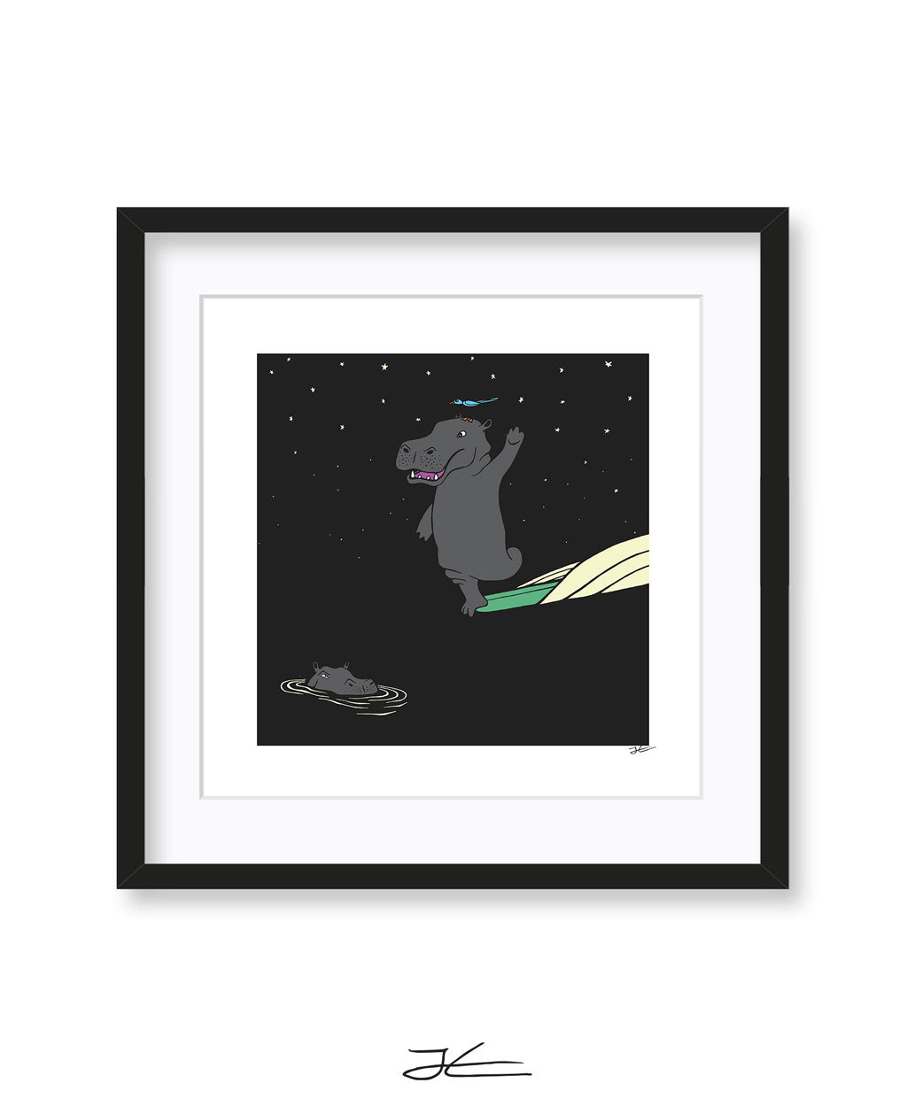 Surfing Hippo - Print/ Framed Print