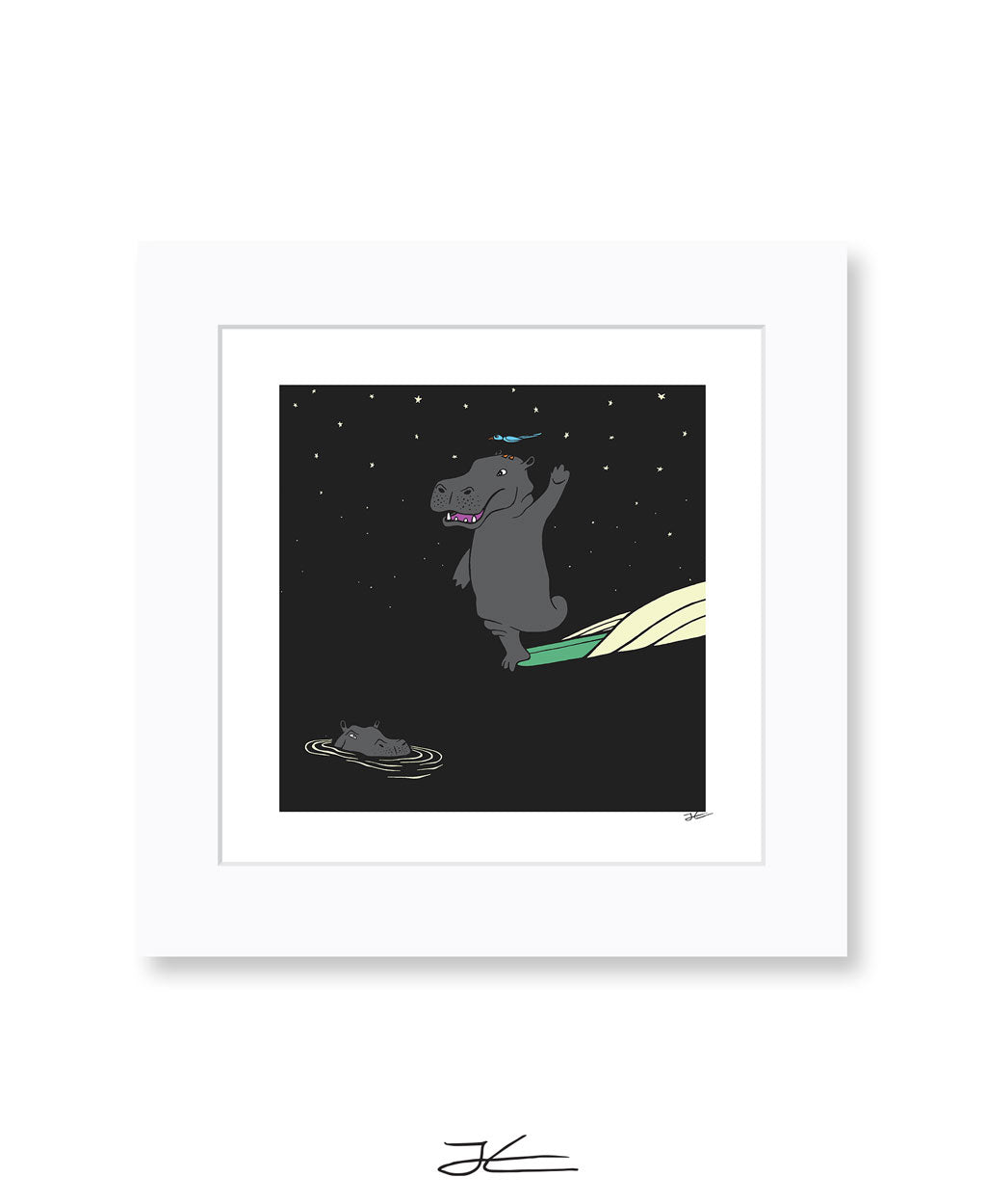 Surfing Hippo - Print/ Framed Print