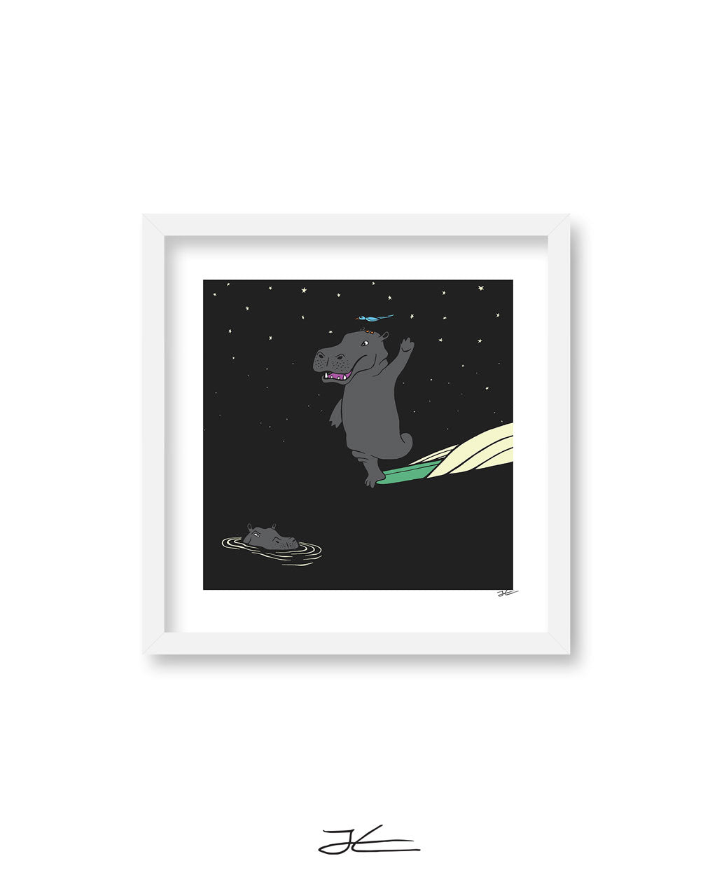 Surfing Hippo - Print/ Framed Print