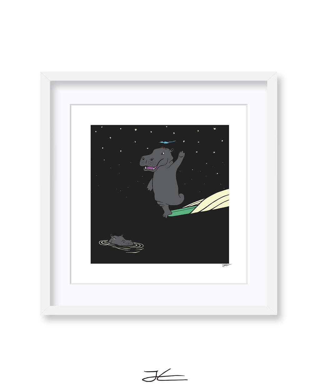 Surfing Hippo - Print/ Framed Print