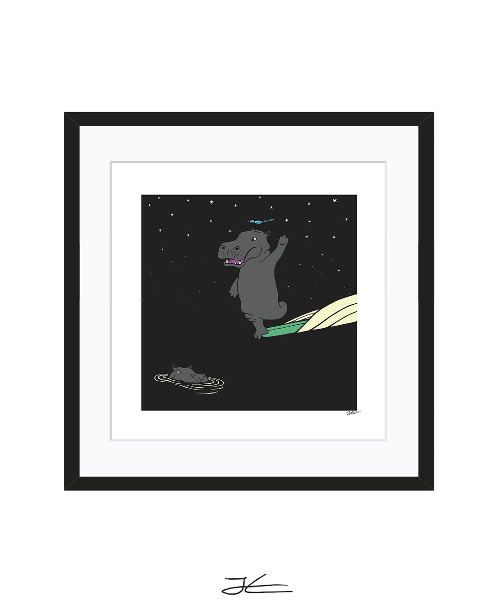 Surfing Hippo - Print/ Framed Print