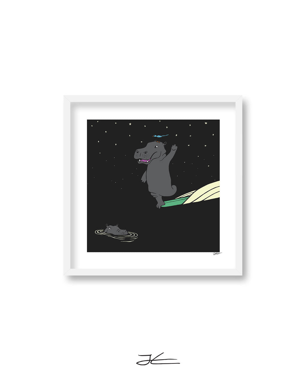 Surfing Hippo - Print/ Framed Print