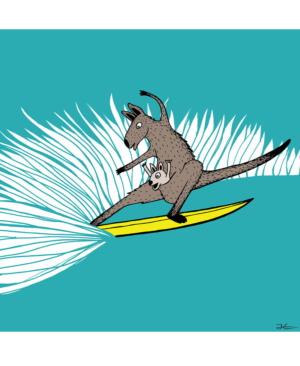 Surfing Kangaroo Art Print - Jonas Claesson – Jonas Claesson Shop
