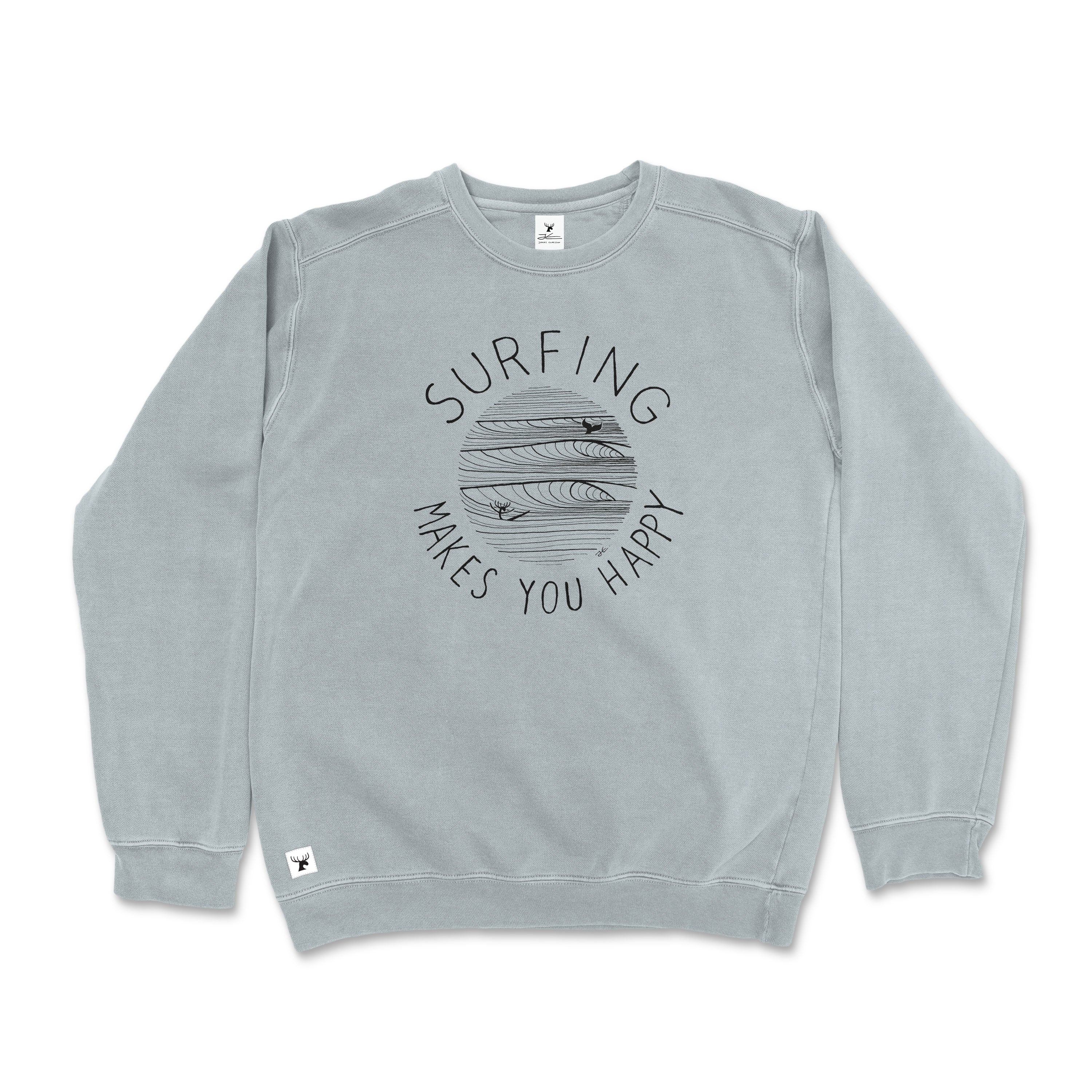 Surfing Makes You Happy Pigment Dyed Unisex Sweatshirt