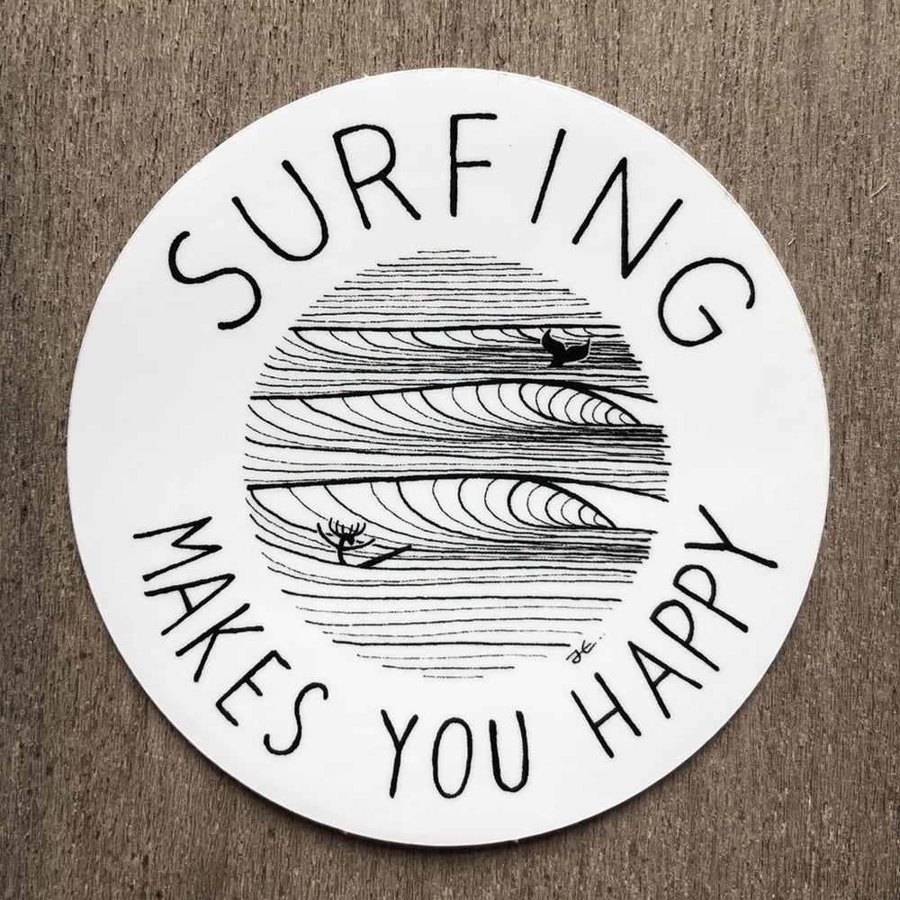 
                  
                    Surfing Makes You Happy Sticker (4 Stickers)
                  
                