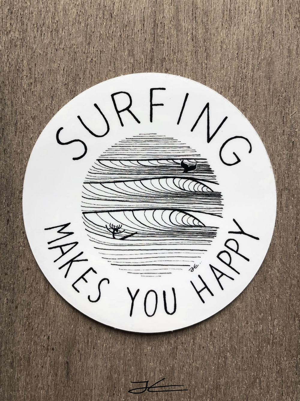 Surfing Makes You Happy Sticker (4 Stickers)