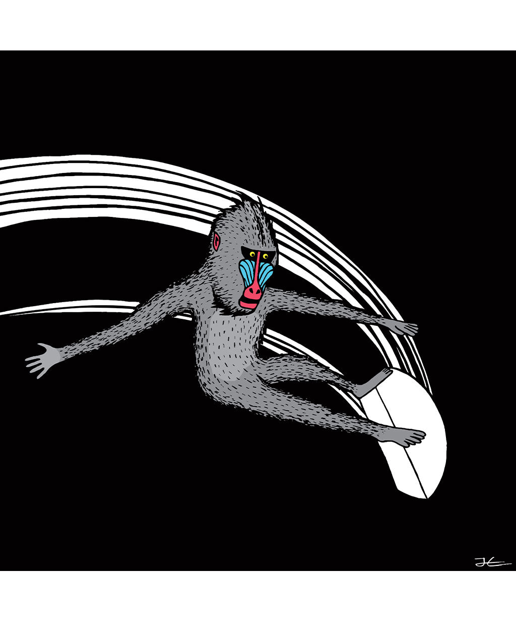 Surfing Mandrill - Print/ Framed Print