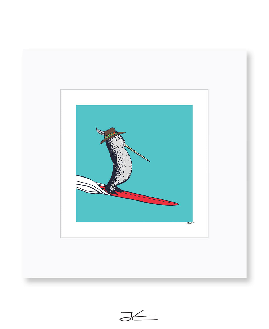 Surfing Narwhal - Print/ Framed Print