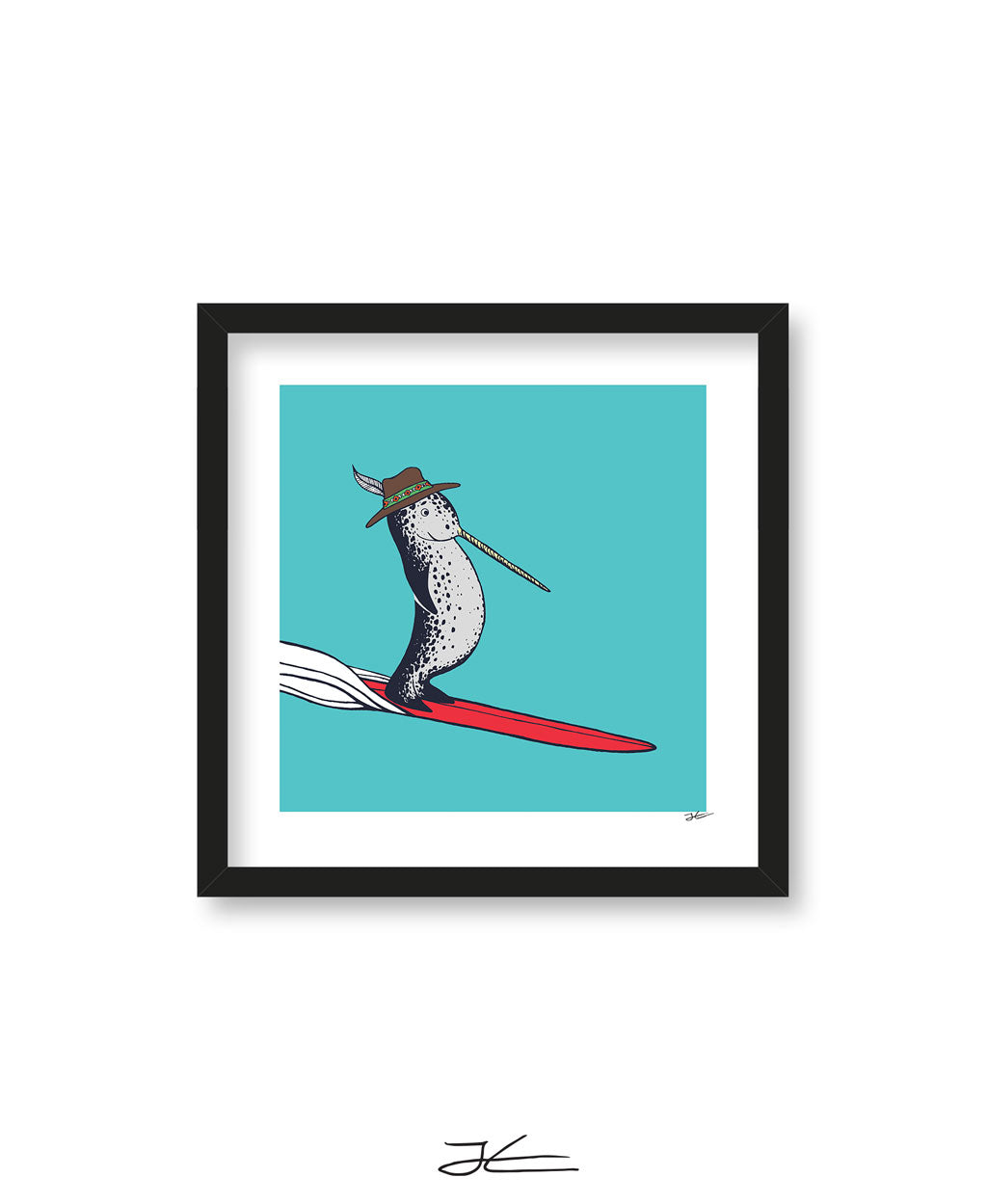 Surfing Narwhal - Print/ Framed Print