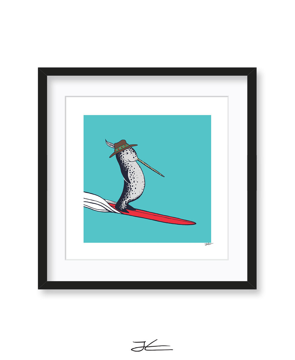 Surfing Narwhal - Print/ Framed Print