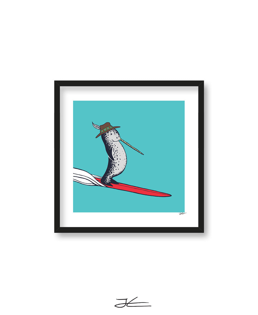 Surfing Narwhal - Print/ Framed Print