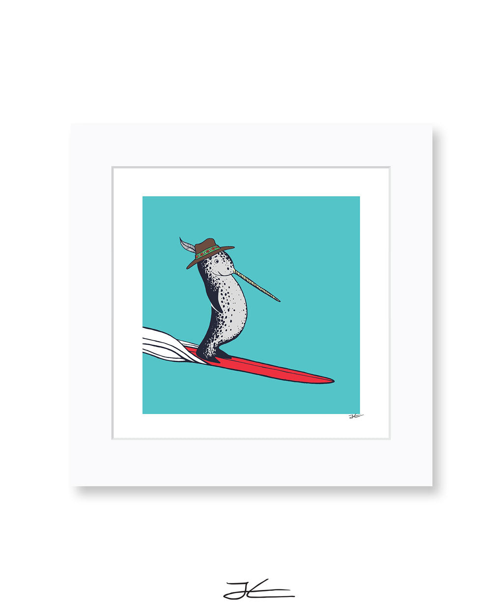 Surfing Narwhal - Print/ Framed Print