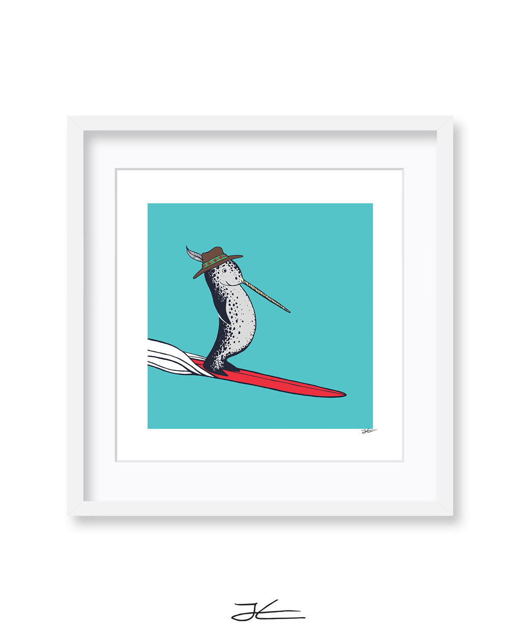 Surfing Narwhal - Print/ Framed Print