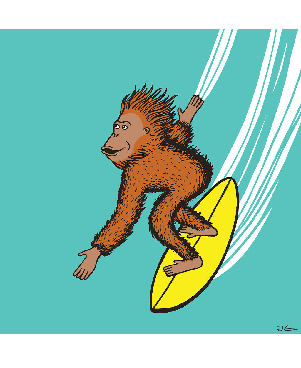 Surfing Orangutan - Print/ Framed Print