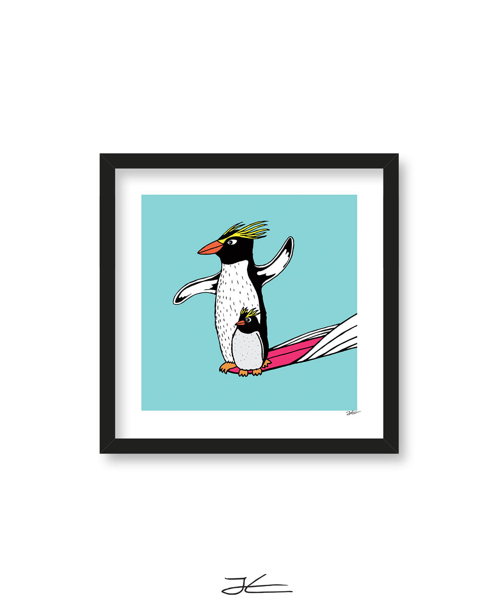 Surfing-Penguin-16x16-Art-