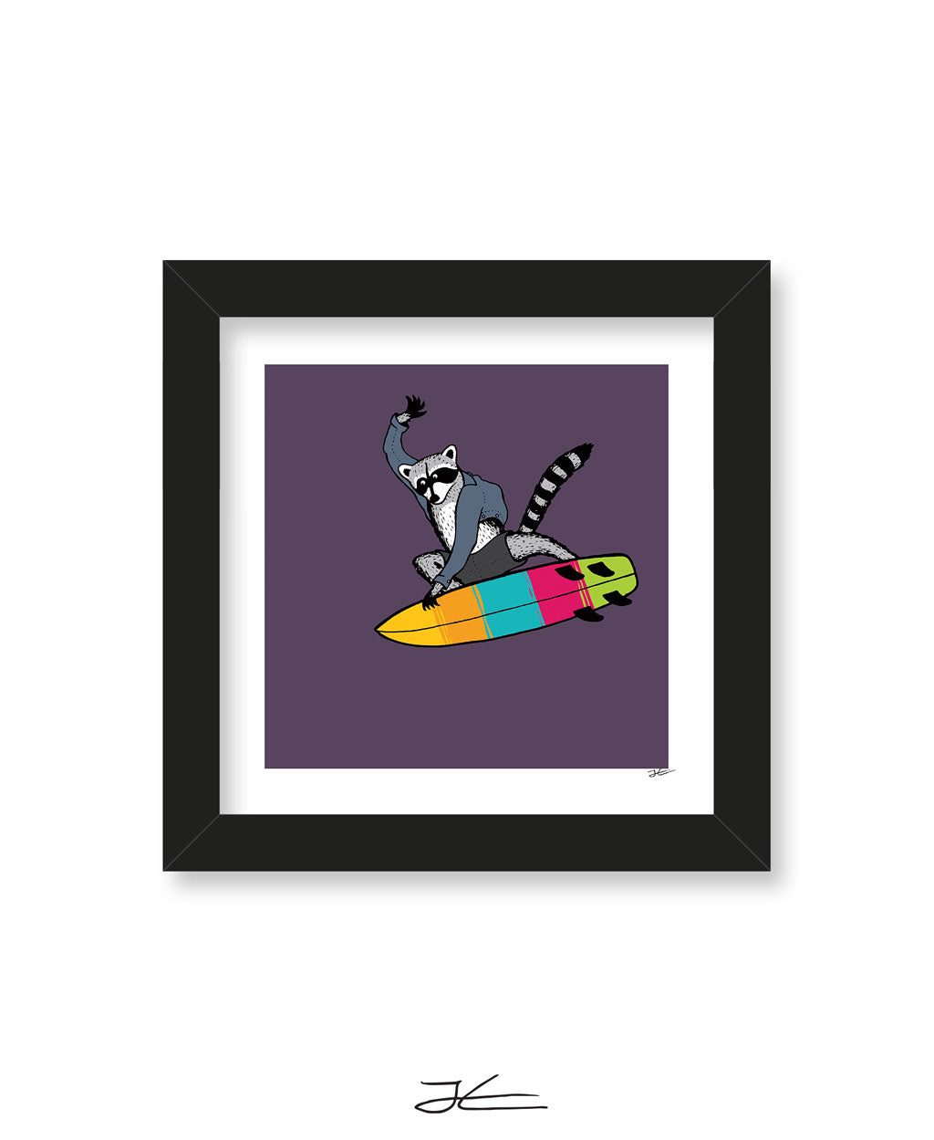 Surfing Raccoon - Print/ Framed Print