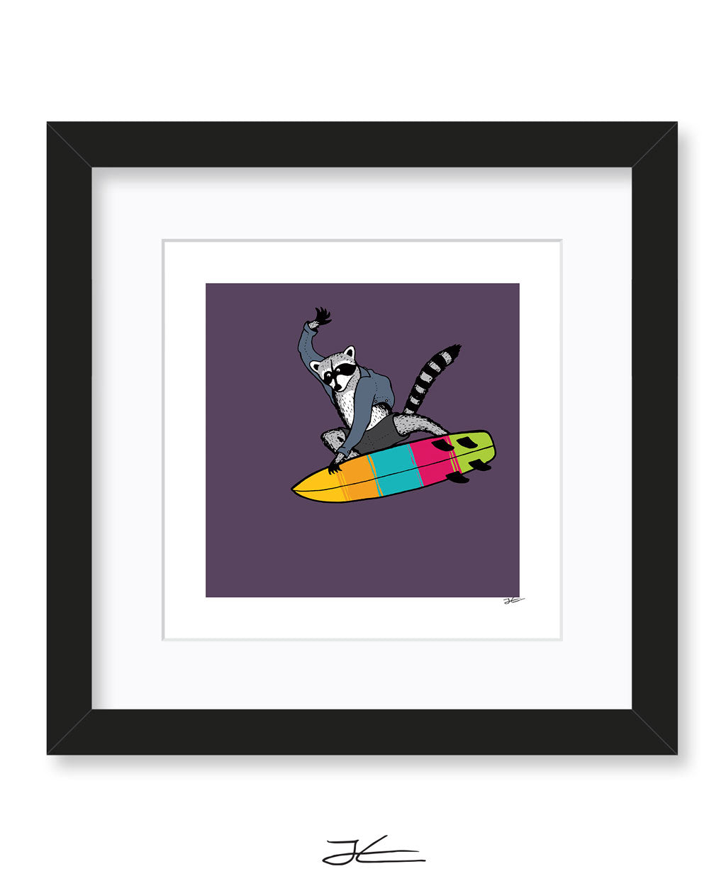 Surfing Raccoon - Print/ Framed Print