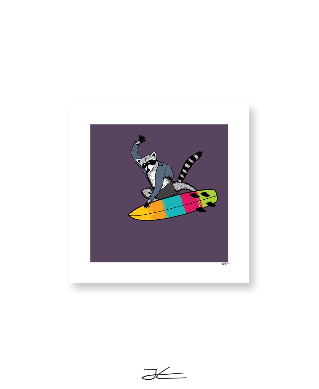 Surfing Raccoon - Print/ Framed Print