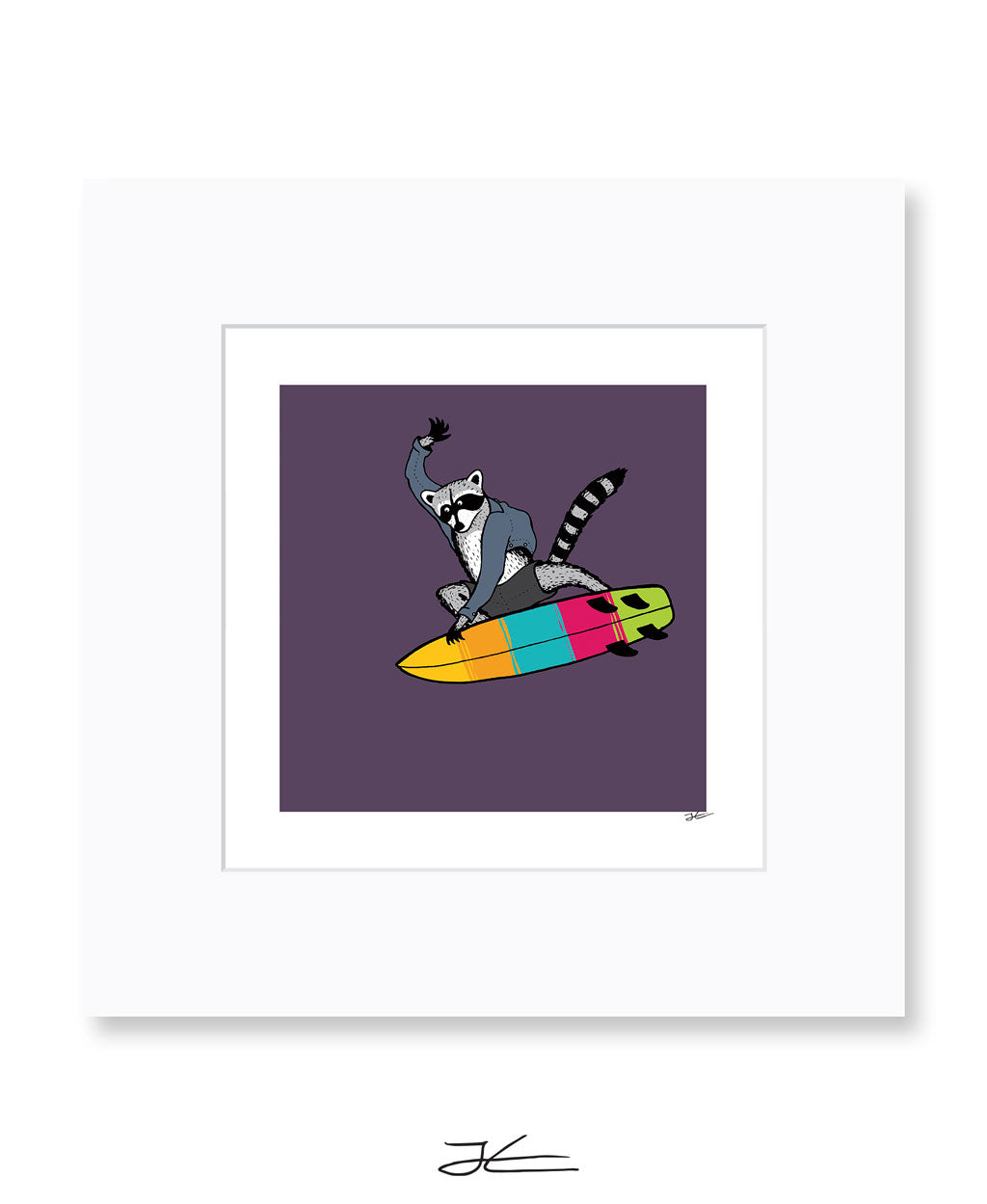 Surfing Raccoon - Print/ Framed Print
