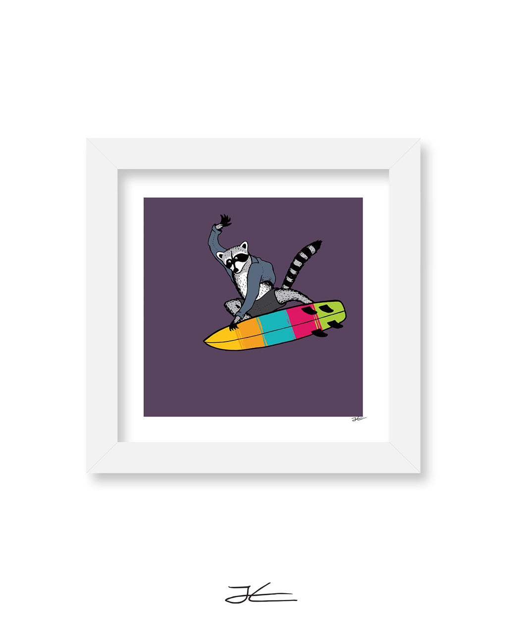 Surfing Raccoon - Print/ Framed Print