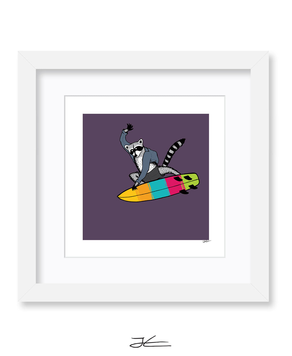 Surfing Raccoon - Print/ Framed Print