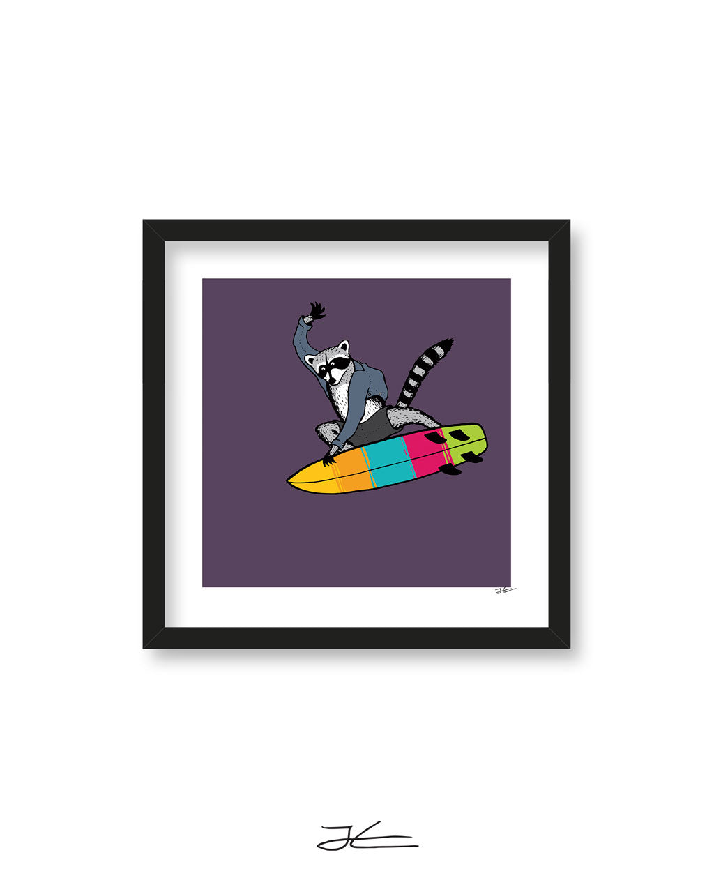 Surfing Raccoon - Print/ Framed Print