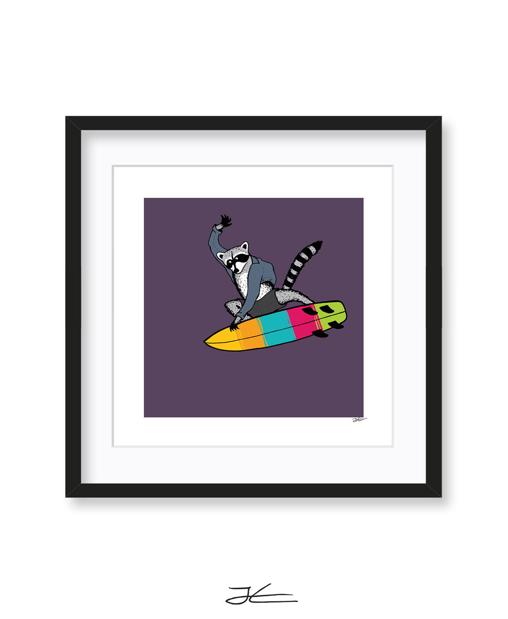 Surfing Raccoon - Print/ Framed Print