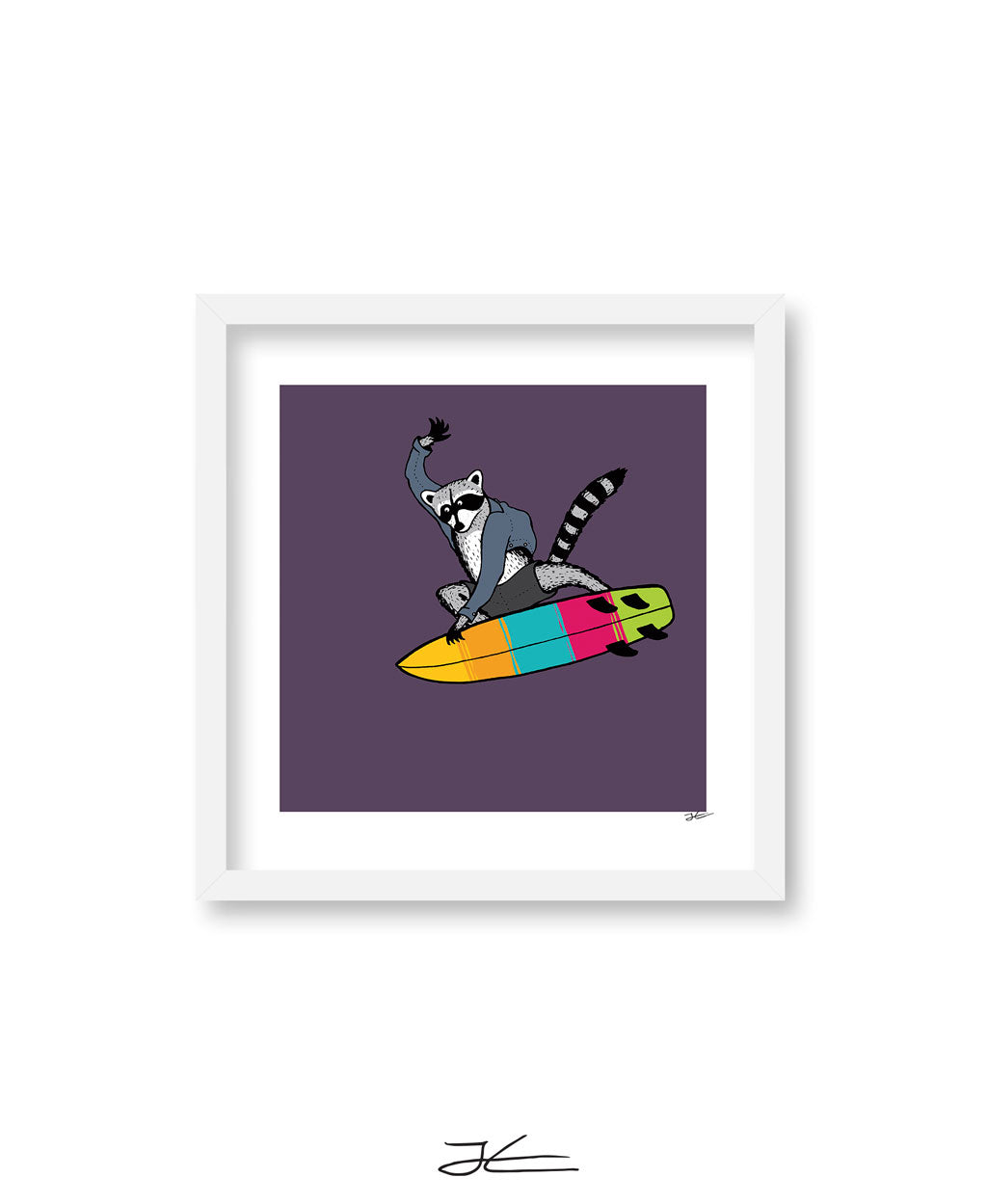 Surfing Raccoon - Print/ Framed Print