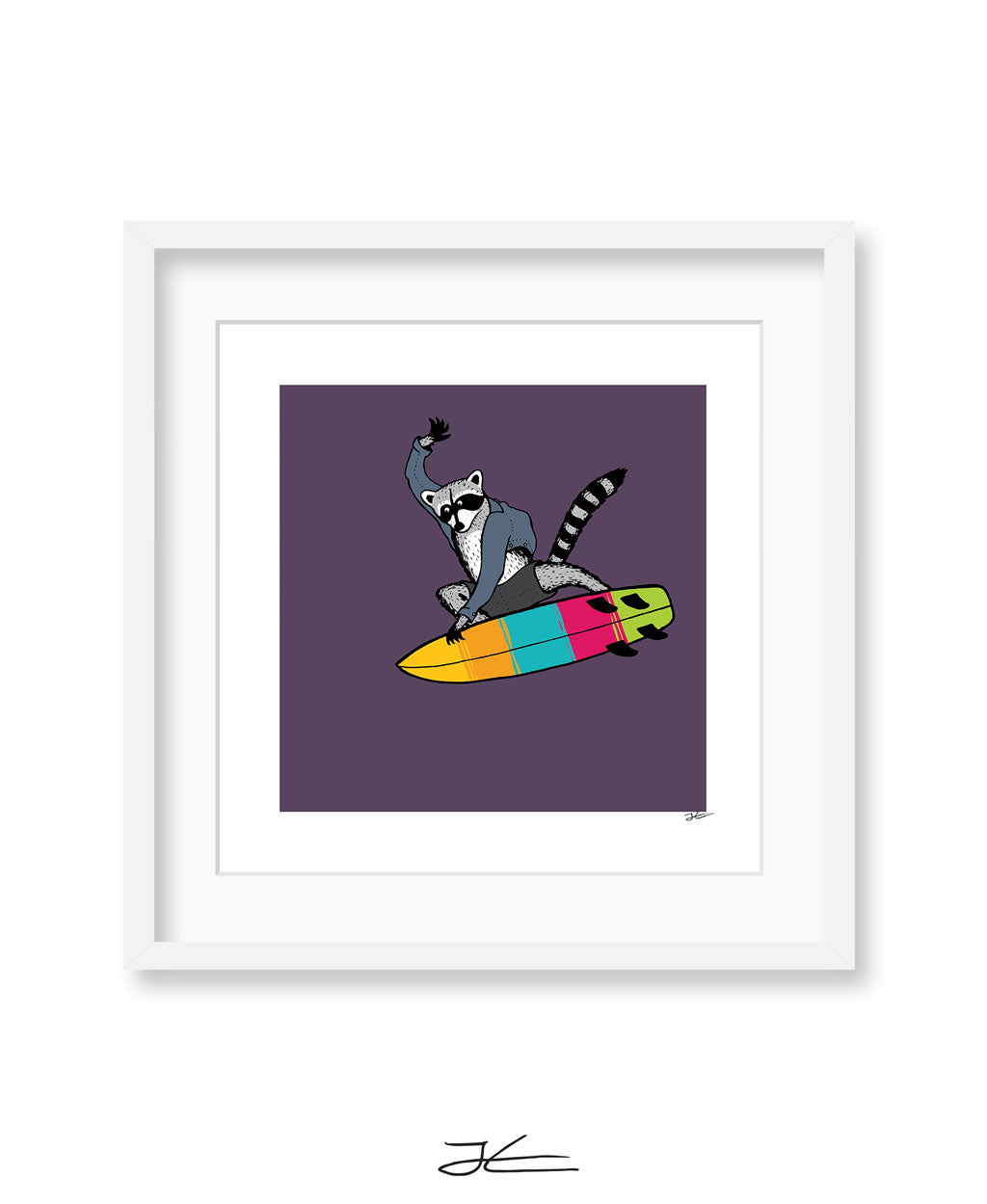 
                  
                    Surfing Raccoon - Print/ Framed Print
                  
                