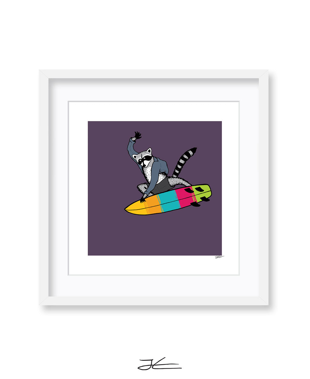 Surfing Raccoon - Print/ Framed Print