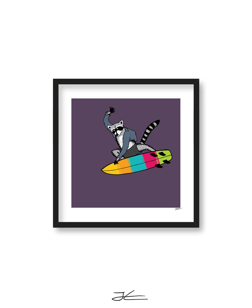 Surfing Raccoon - Print/ Framed Print