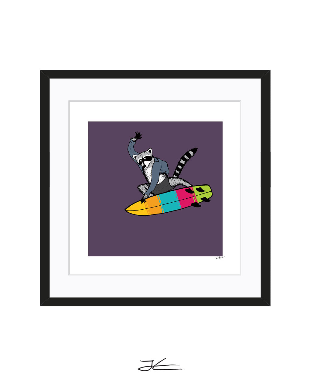 Surfing Raccoon - Print/ Framed Print