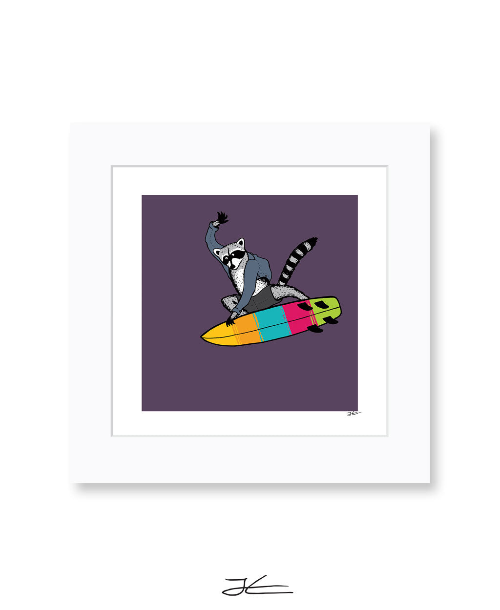 Surfing Raccoon - Print/ Framed Print