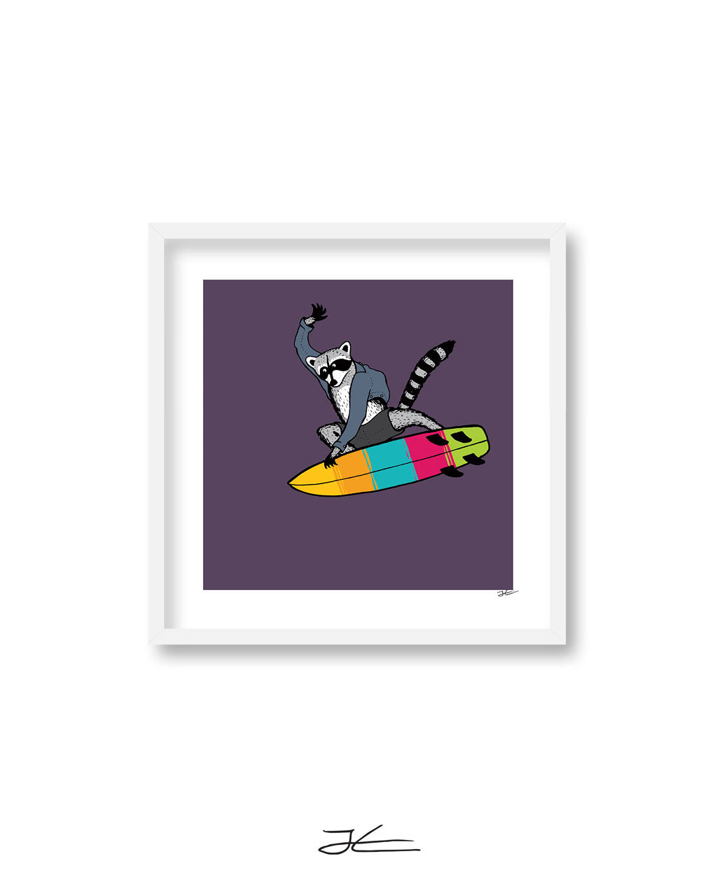 Surfing Raccoon - Print/ Framed Print