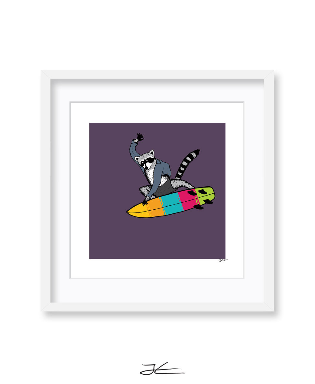 Surfing Raccoon - Print/ Framed Print