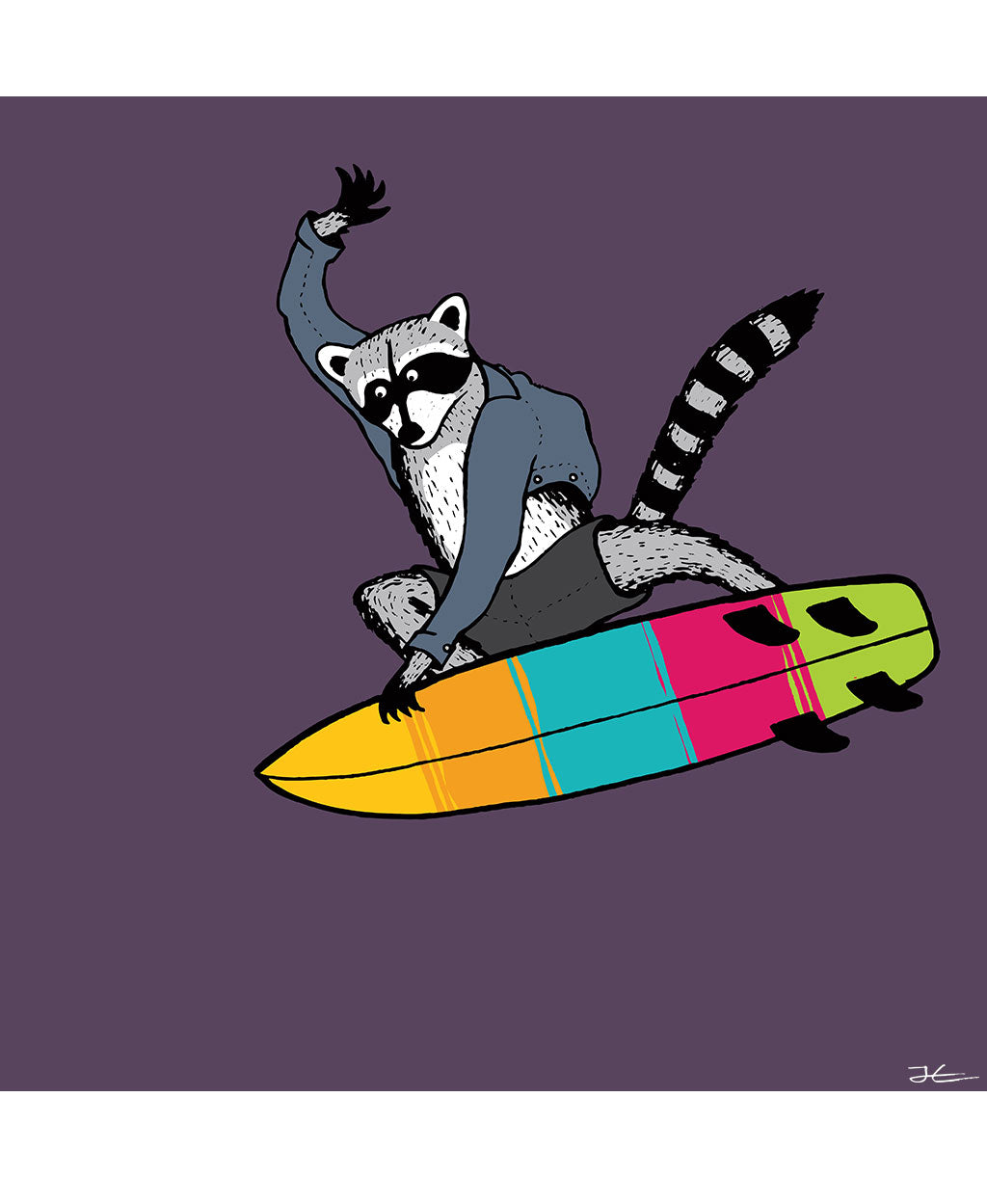 Surfing Raccoon - Print/ Framed Print