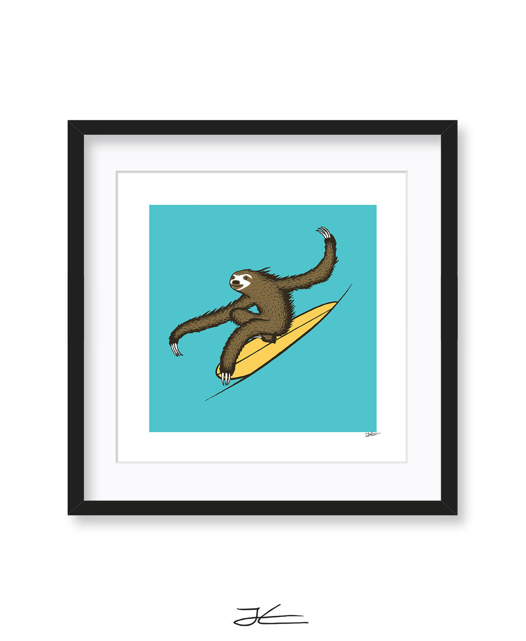 Surfing Sloth - Print/ Framed Print