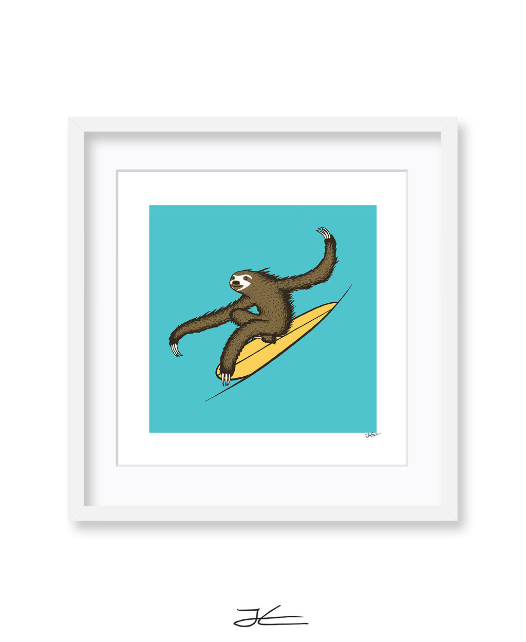 Surfing Sloth - Print/ Framed Print