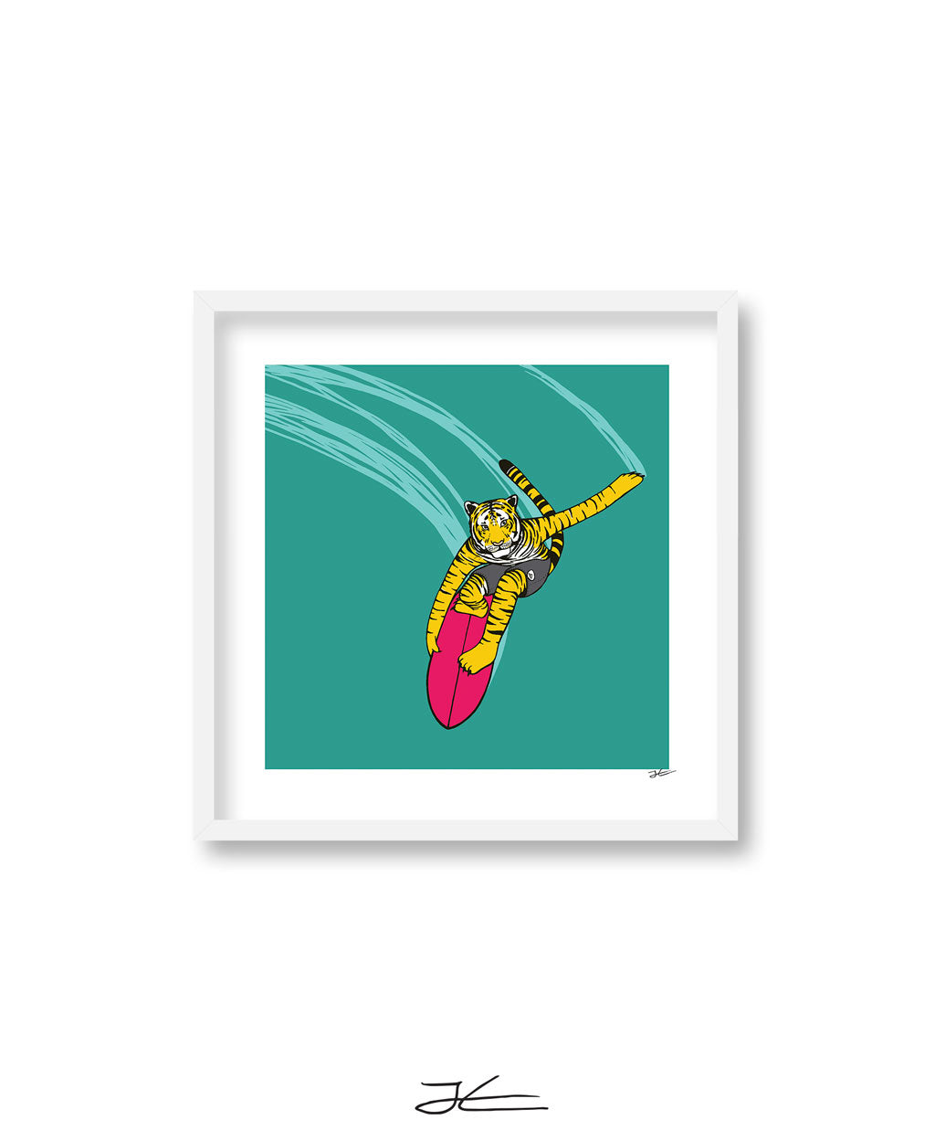 Surfing Tiger Art Print - Jonas Claesson – Jonas Claesson Shop