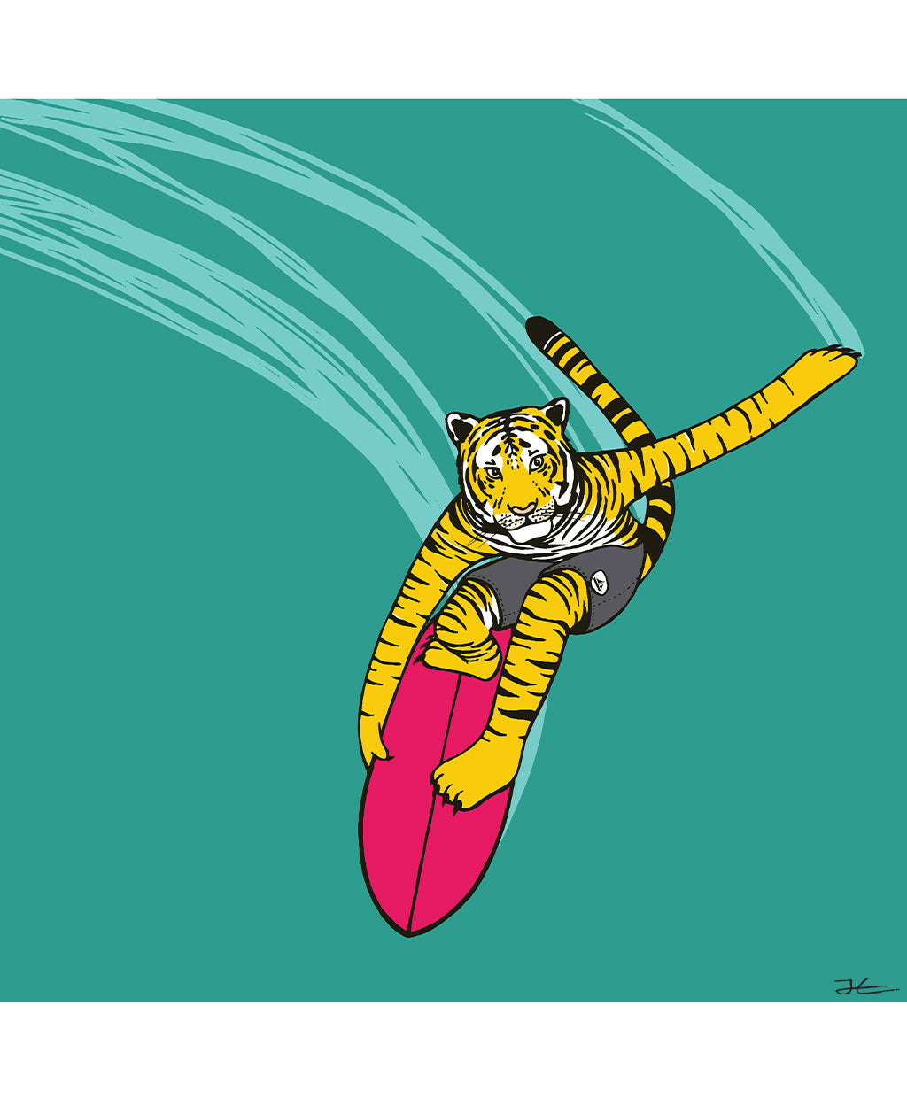 Surfing Tiger - Print/ Framed Print