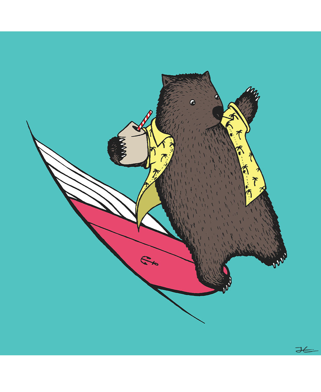 Surfing Wombat - Print/ Framed Print