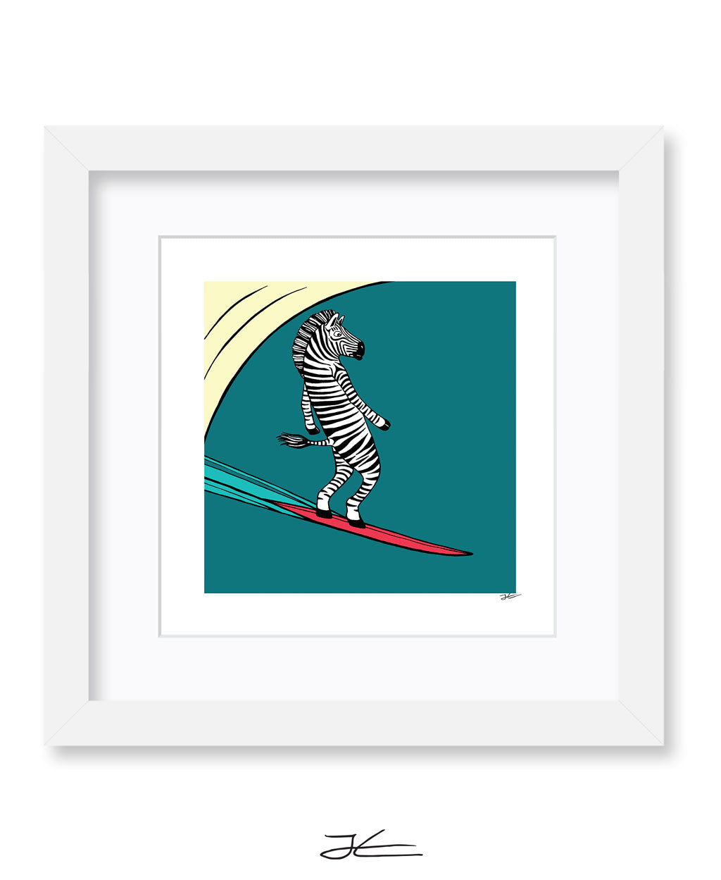 Surfing Zebra - Print/ Framed Print