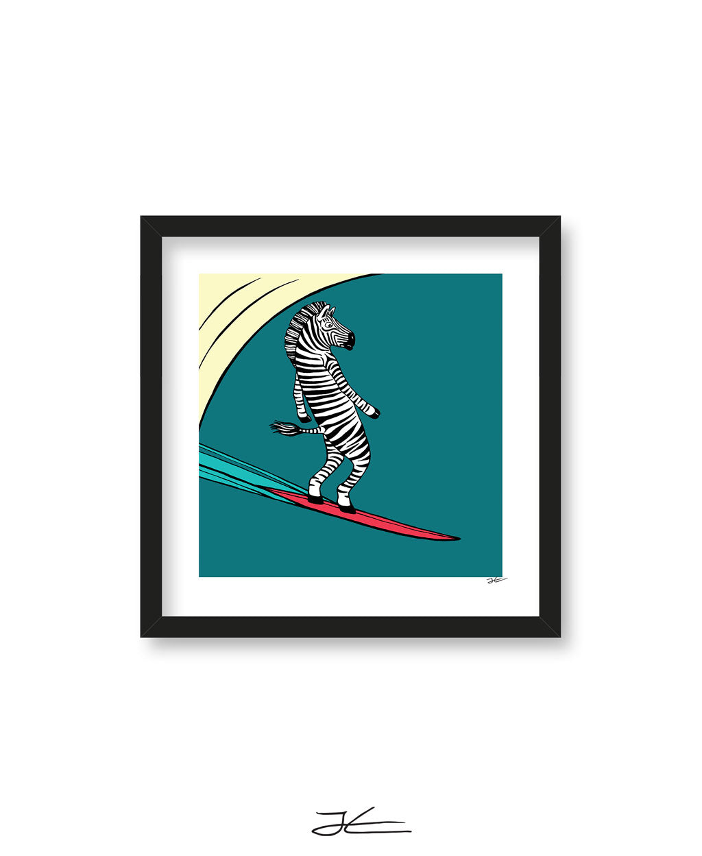 Surfing Zebra - Print/ Framed Print